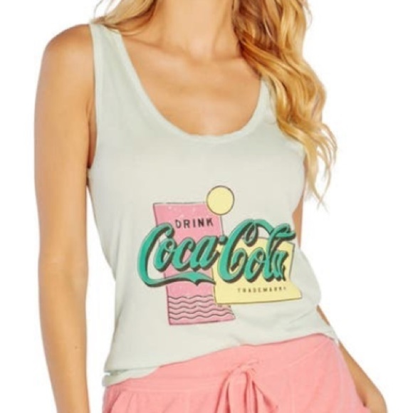 Wildfox Lyla Drink Coke® Soothing Sea Cotton Graphic Tank Top -Size X Small, NWT - Picture 2 of 15
